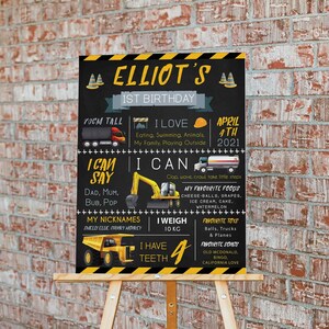 Digger Milestone Board, Construction Milestone Board, Dump Truck Party Decorations, Truck Birthday Poster, Construction Birthday Decorations
