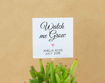 EDITABLE PDF, Watch Me Grow Favor Tag, Baby Shower Favours, Succulent Favors, Cactus, Pink Favor Tags, Girls Favor Tags, Labels, Stickers