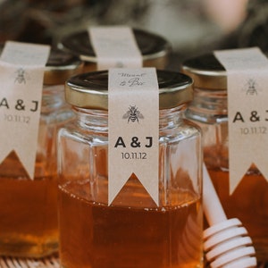 Meant to Bee Wedding Favor Tag, Honey Favour Tag, Honeycomb, Sweet, Minimalist, Simple, Modern, Table, Hexagon, Engagement, Sticker, Label