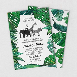 EDITABLE PDF, Safari Baby Shower Invitation, Baby Sprinkle, Modern Safari, Jungle, Greenery, Baby Shower Invite, Wild Animal, Printable