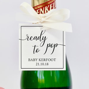 EDITABLE PDF, Ready To Pop, Baby Shower Favor Tag, Favour Tags, Guest Gifts, Party, Popcorn, Mini Champagne, Beer, Corn Kernels, Printable