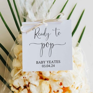 EDITABLE PDF, Baby Shower Popcorn Favor Tag, Ready to Pop Mini Champagne Bottle, Favours, Label, Sticker, Corn, Beer, Bottle, Bubbly, SR2