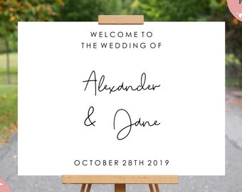 EDITABLE PDF, Minimalist Wedding Welcome Sign, Poster, Modern, Engagement, Baby Shower, Bridal Shower, Entrance, Cursive, Simple, Printable