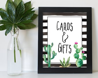 Cards and Gifts Sign, Cactus Birthday Decorations, Cactus Cards and Gifts Sign, Fiesta Cards and Gifts Sign, Fiesta Party Decorations