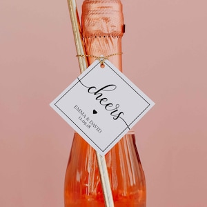 Editable PDF, Cheers Favor Tag, Editable Wedding Favor Tags, Champagne Bottle, Favour Tags, Printable Wedding, Thank You, Mini, Wine, Pop