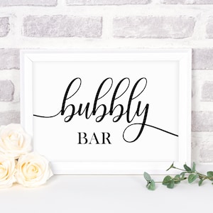 Bubbly Bar Sign, Bubbly Bar Table Sign, Champagne Bar Sign, Mimosa Bar sign, Printable Wedding Signs, Table Signs, Instant Download, SWCS1