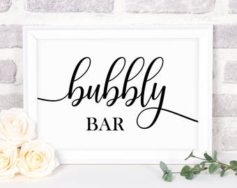 Bubbly Bar Sign, Bubbly Bar Table Sign, Champagne Bar Sign, Mimosa Bar sign, Printable Wedding Signs, Table Signs, Instant Download, SWCS1