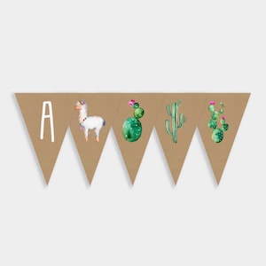 EDITABLE PDF, Llama Banner, Cactus Bunting, Fiesta Banner, Fiesta Bunting, Party Decorations, Birthday Decor, Printable, Instant Download