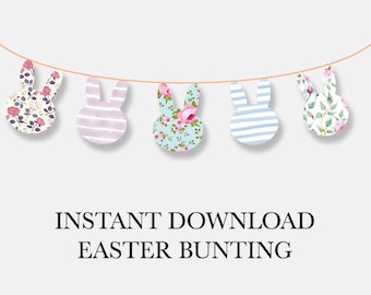 Easter Bunting, Easter Printables, Easter Bunny, Bunny Head, Easter Decorations, Easter Decor, Easter, Bunting Banner, Easter Garland