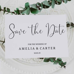EDITABLE PDF, Wedding Save the Date Card, Elegant, Cursive, Heart Font, Modern, Minimalist, Decorations, Cards, Invite Suite, Package, SR1