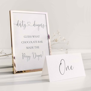 Dirty Diaper Sign, Baby Shower Chocolate Game, Chocolate Poo Game, Fun Games, Sign, Minimalist, Nappy, Printable, Poopy, Simple, Poster, SR2