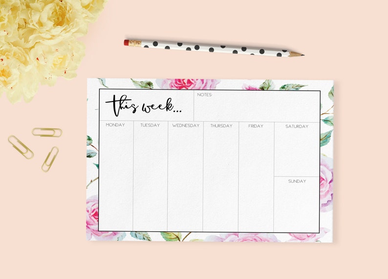 Printable Weekly Planner Weekly Planner Desk Pad Weekly - Etsy