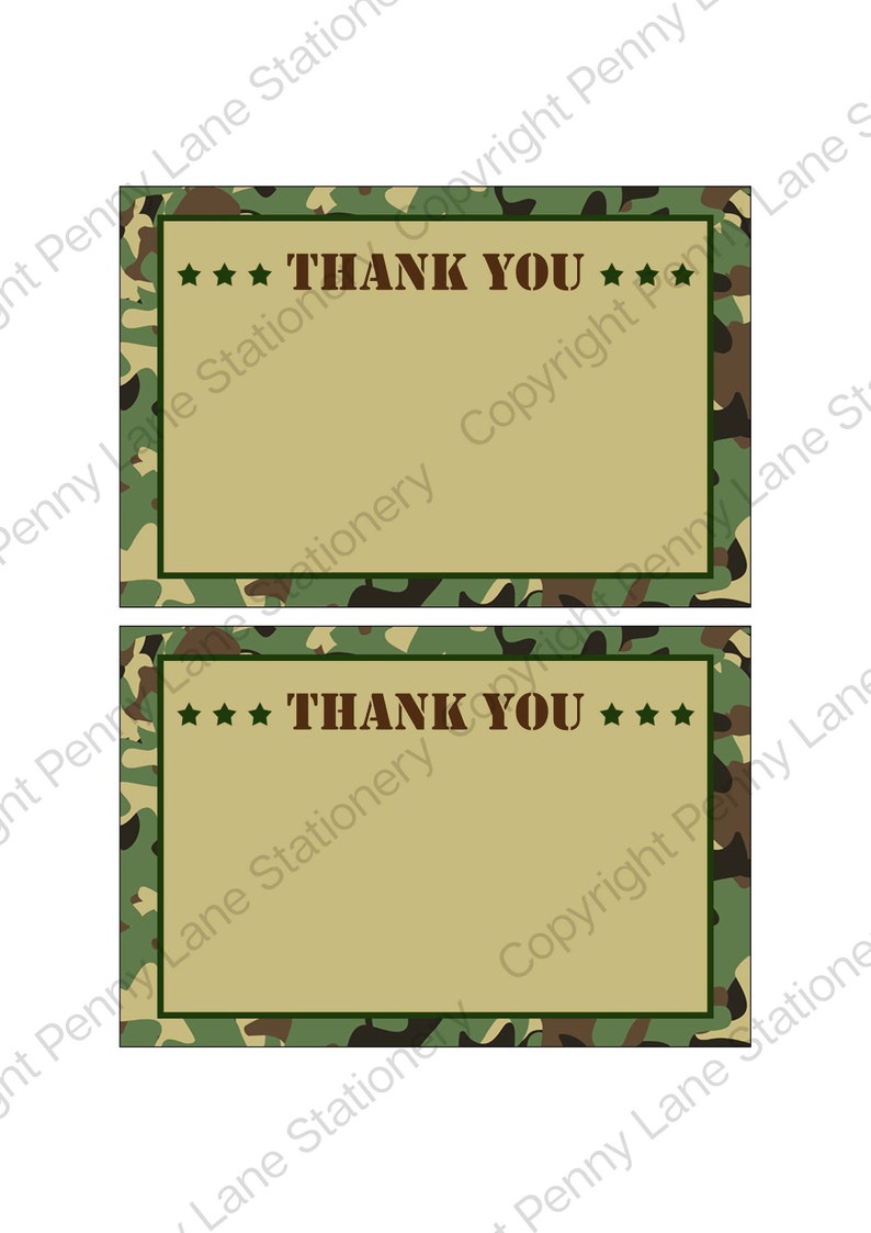 Army Thank You Card Military Thank You Card Camo - Etsy