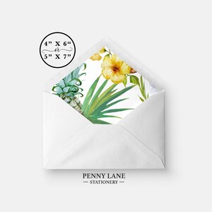 Tropical Envelope Liner, Pineapple Envelope Liner, Printable Envelope Liners, Baby Shower Decorations, Party Decorations, Printable, Digital image 1
