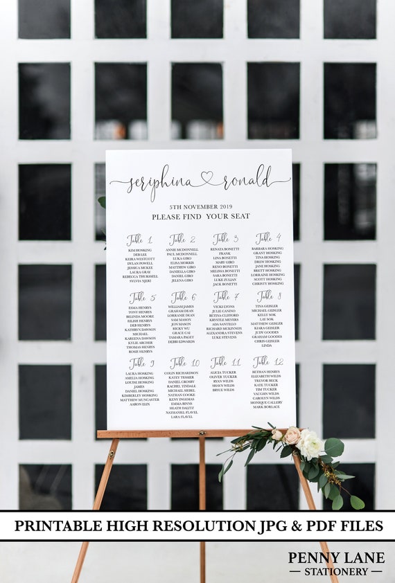 Seating Chart Template Etsy