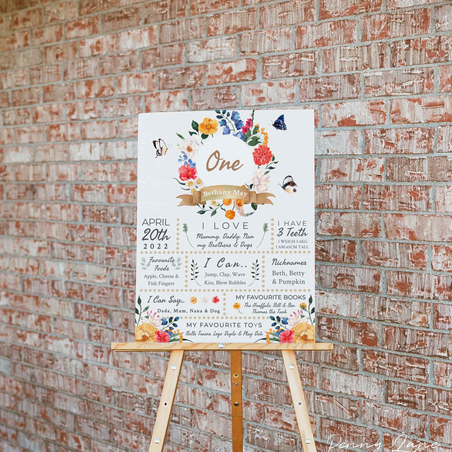 Wildflower First Birthday Milestone Poster Chalkboard - Etsy
