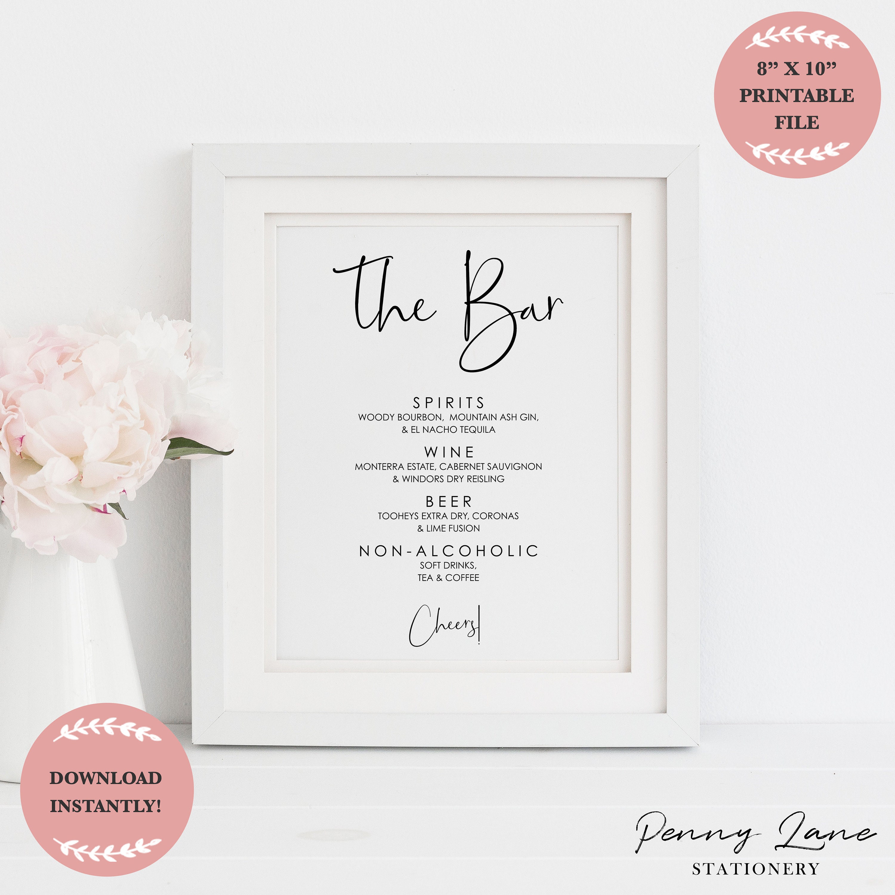 EDITABLE PDF Wedding Bar Menu Drinks List Alcohol List Bar Etsy Hong Kong