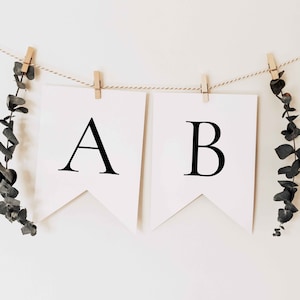 Banderines minimalistas, banderines con forma de bandera, decoraciones imprimibles, sencillas, para bodas, baby showers, decoración para fiestas de cumpleaños, alfabeto, letras y números