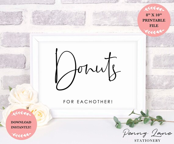Donuts for each other, 8 x 10, table sign, minimalist, modern, decor, decorations, PDF, printable, BT1 Il_570xn