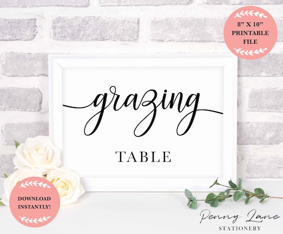 Grazing Table, Wedding Table Sign, Wedding Decorations, Wedding Decor, Wedding Printables, Wedding Sign, Modern, Classic, Minimalist, SWCS1 Il_570xn
