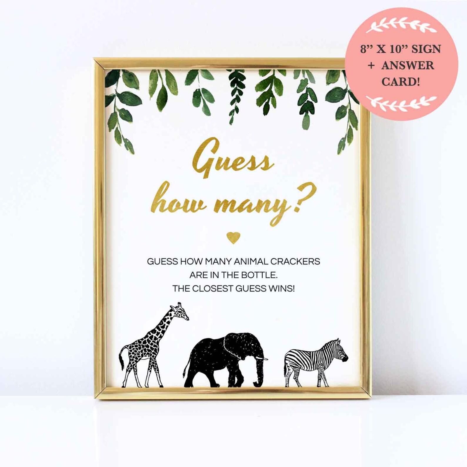 Guess How Many Animal Crackers in the Jar Baby Shower Game Etsy