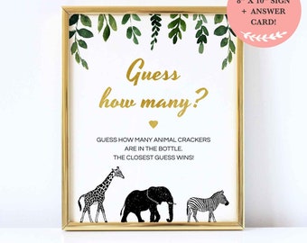 Guess How Many Animal Crackers in the Jar Baby Shower Game - Etsy
