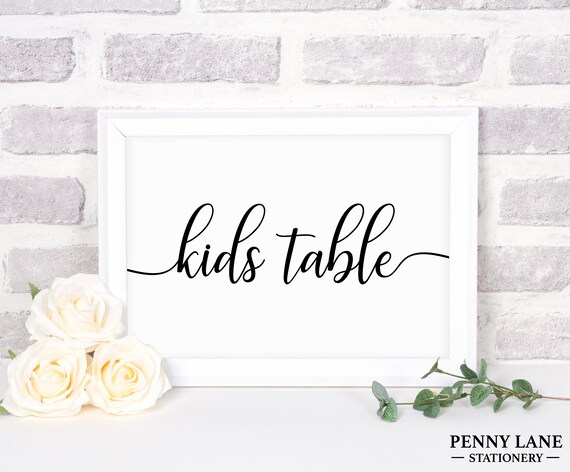 Childrens Table Sign Wedding Kids Table Sign Wedding Etsy