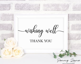 Wishing Well Sign, Wedding Wishing Well Sign, Wedding Decorations, Wedding Decor, Wedding Printables, Wedding Sign,  Modern, Classic, SWCS1