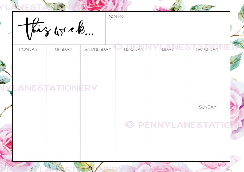 Printable Weekly Planner Weekly Planner Desk Pad Weekly - Etsy