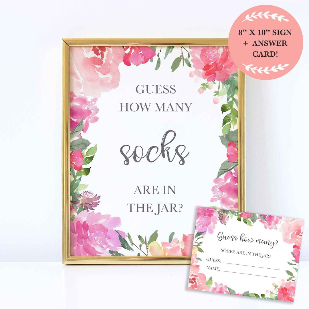 Baby Shower Sock Guessing Game, Socks in Jar, Guess How Many, Baby