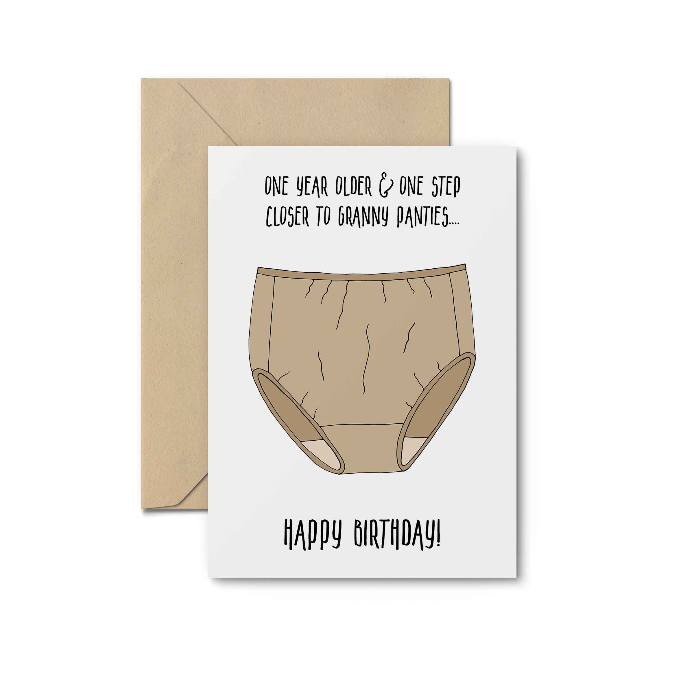 Granny Panties Birthday Card Old Happy Birthday Greeting image