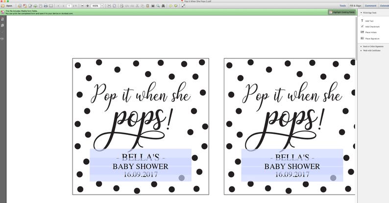 EDITABLE PDF, Pop It When She Pops Favor Tag, Champagne Bottle Favor Tag, Printable Baby Shower Favour Tags, Baby Shower Decorations, Labels image 3