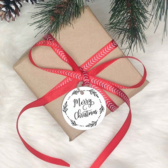 Christmas Gift Tag, Handmade Gift Tag, White, Kraft Christmas