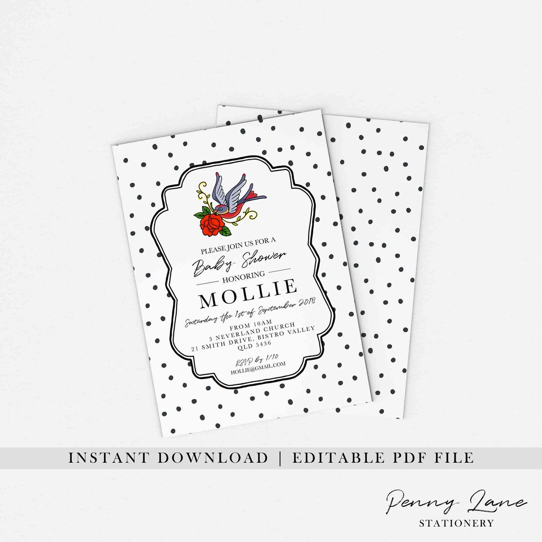 EDITABLE PDF Baby Shower Invitation Red Floral Invite Etsy