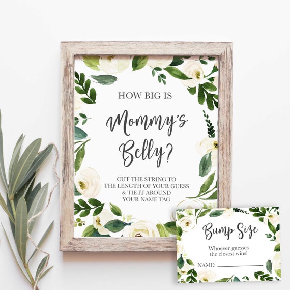Baby Shower String Game, White Floral, Games, Greenery, Gender Neutral