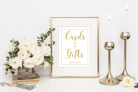 Gold Cards and Gifts, Wedding Signs, Printable Wedding Decorations, Gold Wedding Decorations, Wedding Prints, Wedding Table Signs, Digital Il_570xn