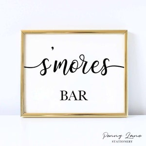 Smores Bar Sign, Smore, Wedding Table Sign, Wedding Decorations, Wedding Decor, Wedding Printables, Wedding Sign,  Modern, Classic, SWCS1