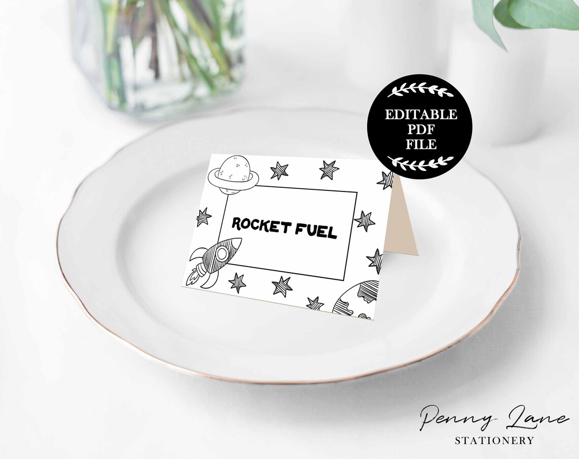 EDITABLE PDF Space Food Tents Outer Space Party Decorations - Etsy