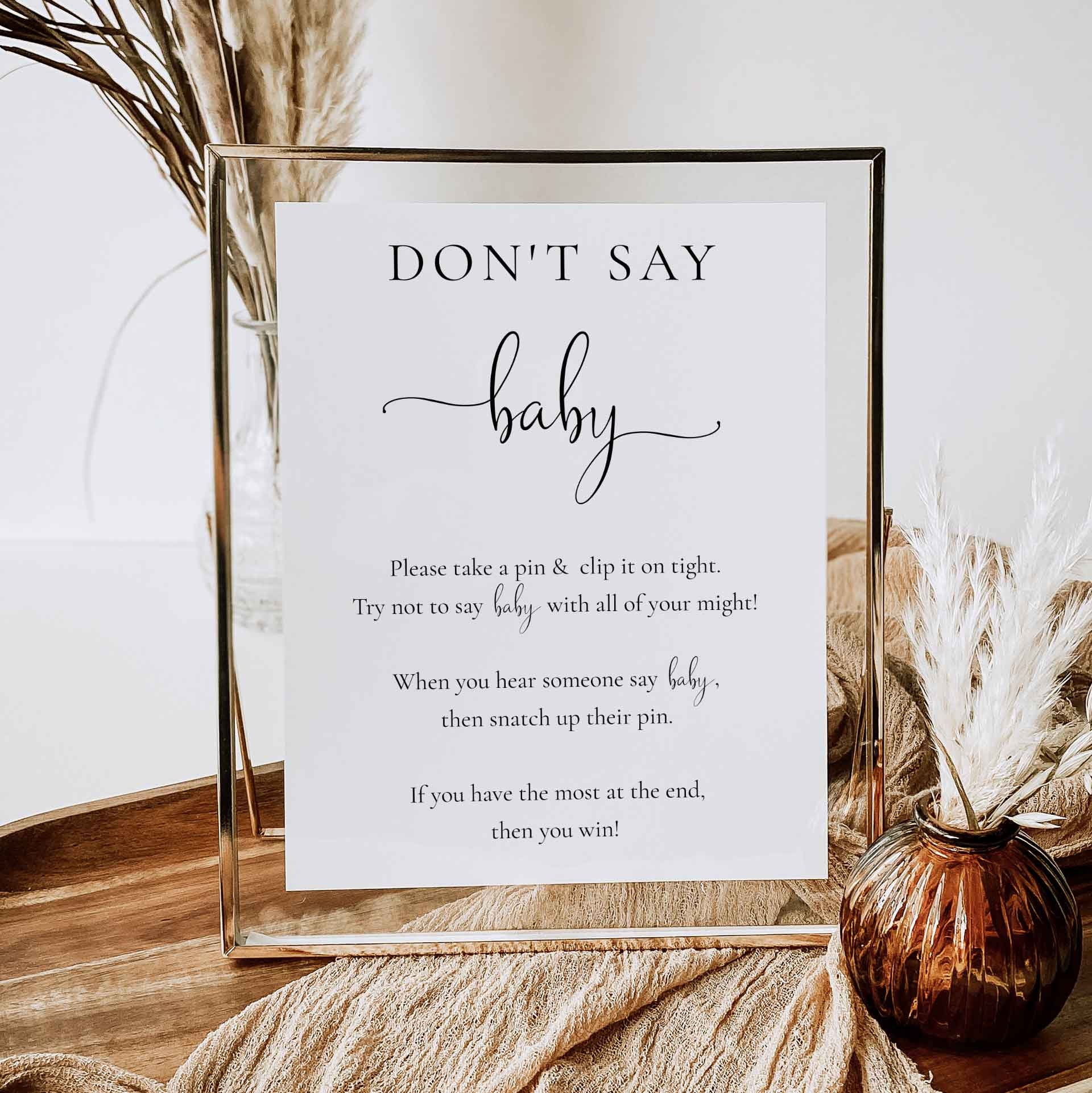 Don't Say Baby Sign Baby Shower Clothespin Game Peg - Etsy Australia