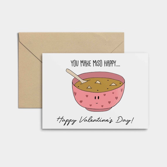 Miso Soup Valentine's Day Card, Hand Drawn, Aussie, Love, Greeting Card
