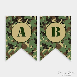 BEWERKBARE PDF, Army Flag Banner, Soldier Bunting Banner, Militair, Happy Birthday, Camo, Party Decorations, Printable, Boys, instant Download