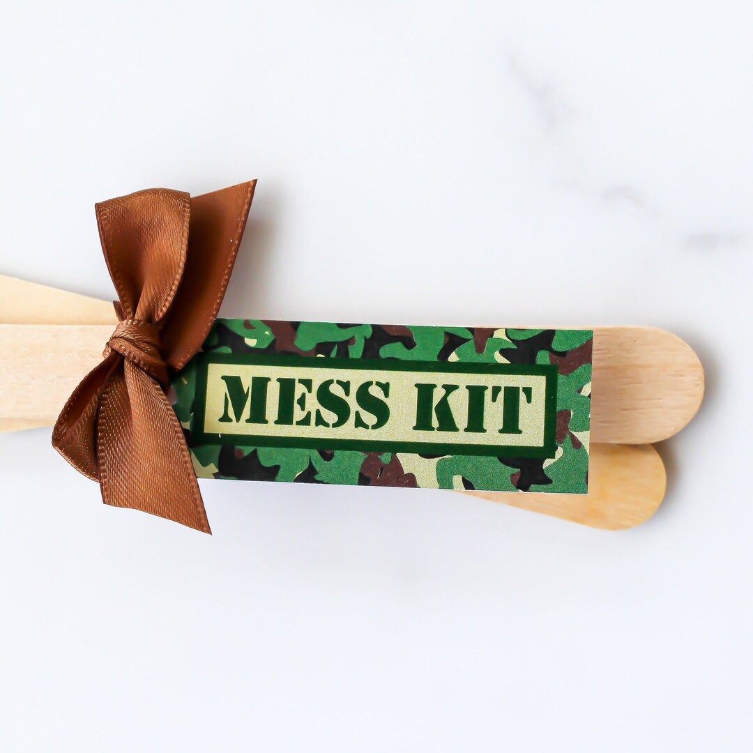 Military Cutlery Tags, Mess Kit, Army Soldier Party Decor, Boys Party ...