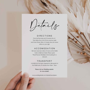 EDITABLE PDF, Wedding Details Card, Accommodation Information, Info, Suite, Package, Bundle, Printable, Modern, Minimalist, Simple, Am1