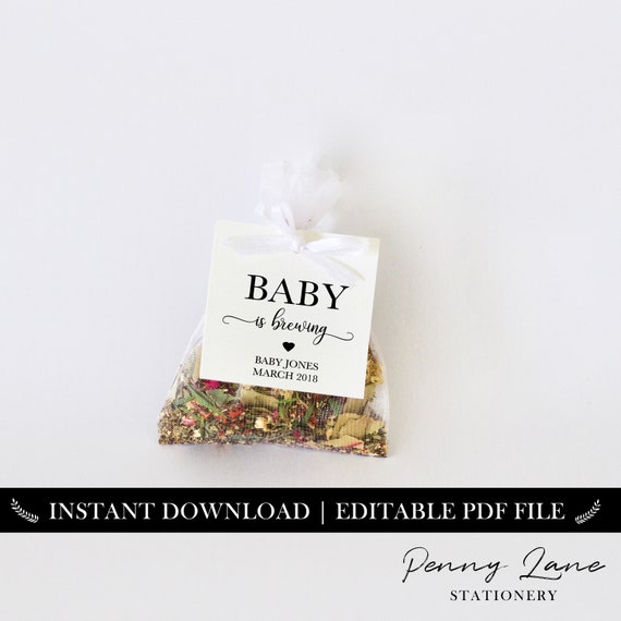 baby shower favor tea bags