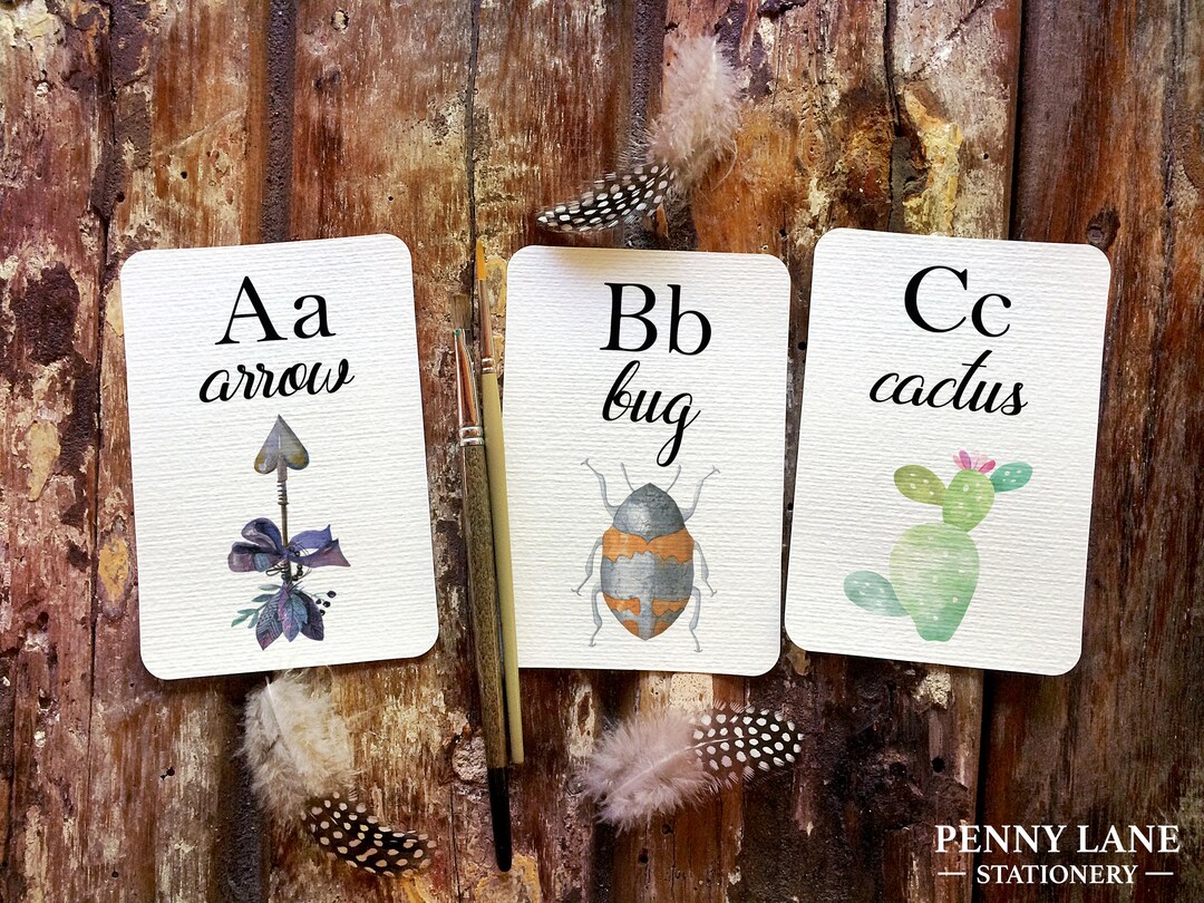 Printable ABC Cards, Watercolour Alphabet Cards, Alphabet Flash Cards ...