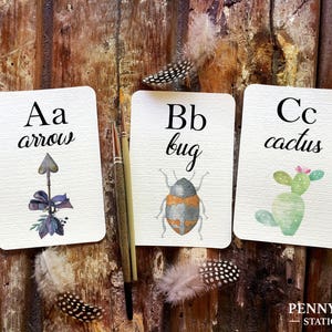Stampabile ABC, acquerello carta di alfabeto, alfabeto Flash carte, schede Flash ABC, bambino doccia dono, apprendimento regalo, regalo di compleanno 1 °