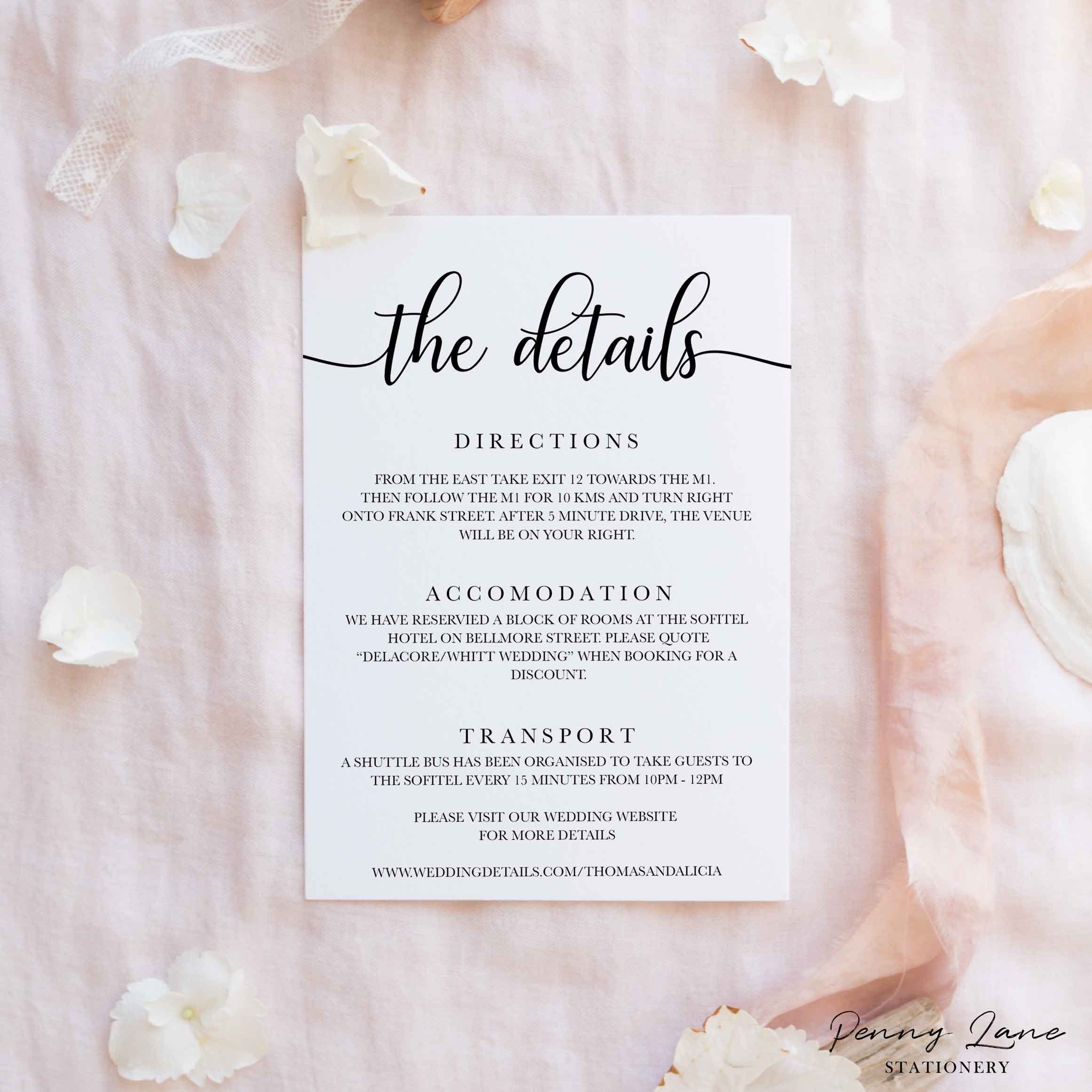 EDITABLE PDF Wedding Details Card Invitation Suite Invite Etsy