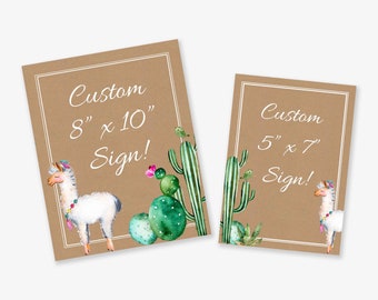 EDITABLE PDF, Llama Custom Sign, Cactus Print, Fiesta Table Sign, Fiesta Decorations, Llama Printables, Girls Birthday Party Decor,Printable