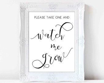 Please Take One and Watch Me Grow Sign, Please Take a Favour Sign, Favor Table Print, Baby Shower Favour Table, Gift Table, Printable