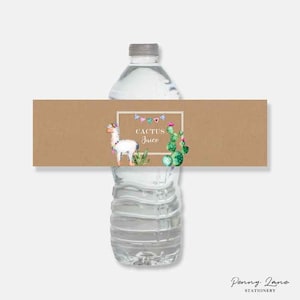 Llama Drinks Labels, Llama Party, Cactus Drinks Labels, Cactus Party Decoration, Fiesta Birthday Decorations, Juice Bottle, Water Bottle